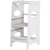 Torre Montessoriana per Bambini 3-6 Anni con Altezza Regolabile in MDF, 40x50x90cm, Grigio