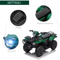 Quad per Bambini 3-6 Anni con 3 Luci LED, Velocità max 4km/h e 50 Minuti max di Carica, 88x45x50 cm