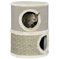 Tiragraffi per gatti in sisal naturale, rivestito di peluche 35,5x35,5x49 cm Beige