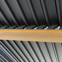 Pergola 3 x 4 m Bioclimatica con Lamelle Orientabili, Design Contemporaneo, in Alluminio, Nero e Naturale