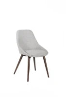 E-STYLO Sedia da pranzo in tessuto grigio chiaro con gambe e struttura in massello di noce, 58cm X 49cm H. 85cm.