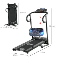 Tapis Roulant Elettrico Pieghevole Salvaspazio, Tapis Roulant Professionale con Display LCD, Velocità 0.8-10km/h e 12 Programmi, Potenza 500W, per Casa e Ufficio, Nero
