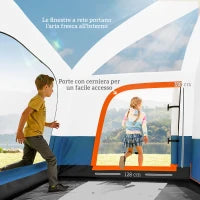 Tenda da Campeggio per 4-6 Persone con 2 Stanze e Veranda, Impermeabile e UPF 30+, Borsa di Trasporto, Blu