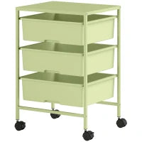 Carrello da Cucina a 4 Livelli, con Ruote, 3 Ceste e Pannello superiore 40,8x33,5x60,5 cm Verde