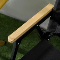 Set 2 Sedie per Esterni Pieghevoli con Braccioli in Tessuto Oxford e Acciaio, Nero