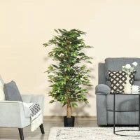 Pianta Finta di Ficus Alta 150cm, Decorazione per Interno ed Esterno con Vaso Incluso