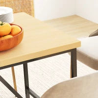 Tavolo da pranzo per 6 persone, mobile versatile, piano effetto legno e gambe in acciaio nero con piedini regolabili