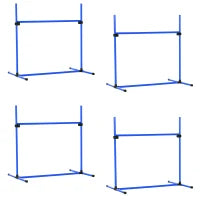 Set di 4 Ostacoli Agility Dog per Addestramento Cani ad Altezza Regolabile con Borsa da Trasporto Inclusa, 99x65x94cm, Blu