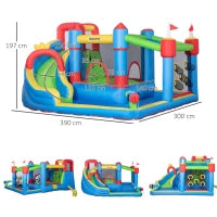 Castello Gonfiabile per Bambini con Scivolo, Trampolino e Piscina, 390x300x197cm