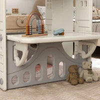 Casetta per Bambini 1-6 Anni da Interno con Porte, Finestre e Bancone da Negozio, Crema