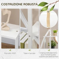 Portafiori a 5 Livelli a Mezzaluna per Interni ed Esterni in MDF e Acciaio, 50x30x160 cm, Bianco