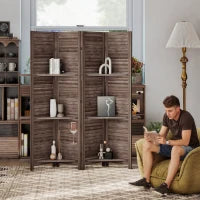 Paravento da interno in legno con 4 pannelli, Pieghevole, 160 x 170 cm, Noce