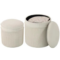 Set di 2 sgabelli contenitore 36 x 36 x 41,5 cm Bianco crema
