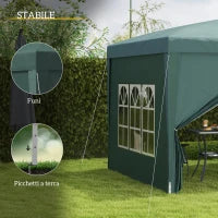 Gazebo 3x3 m da Giardino Impermeabile in Acciaio con Copertura in tessuto Oxford, Verde