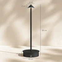 Set di 2 Lampade da Tavolo LED Ricaricabili con USB e Controllo Touch e Luce Regolabile Ø10x30 cm Nero