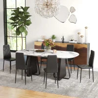Set di 6 Sedie da Pranzo Moderne con Schienale Alto in Finta Pelle e Acciaio, 41x50x97 cm, Nero