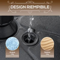 Base per Ombrellone Rotonda in Plastica Riempibile con Acqua e Sabbia, per Pali da 38 mm, Ø38 cm, Nero