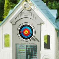 Casetta per Bambini 5 in 1 in PP Multicolore con Palla da Basket, Anelli e Freccette, 132x118x124 cm