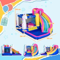 Castello Gonfiabile per Bambini con Scivolo, Piscina e Canestro da Basket, Gioco Gonfiabile Gigante e Rimbalzante per 3 Bambini, 360x305x210 cm