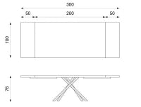 E-STYLO Tavolo allungabile con top rovere termocotto impiallacciato e gambe in metallo nero, 100cm X 200/300cm H. 76cm.