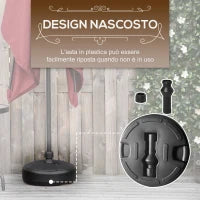 Base per Ombrellone Rotonda in Plastica Riempibile con Acqua e Sabbia, per Pali da 38 mm, Ø38 cm, Nero