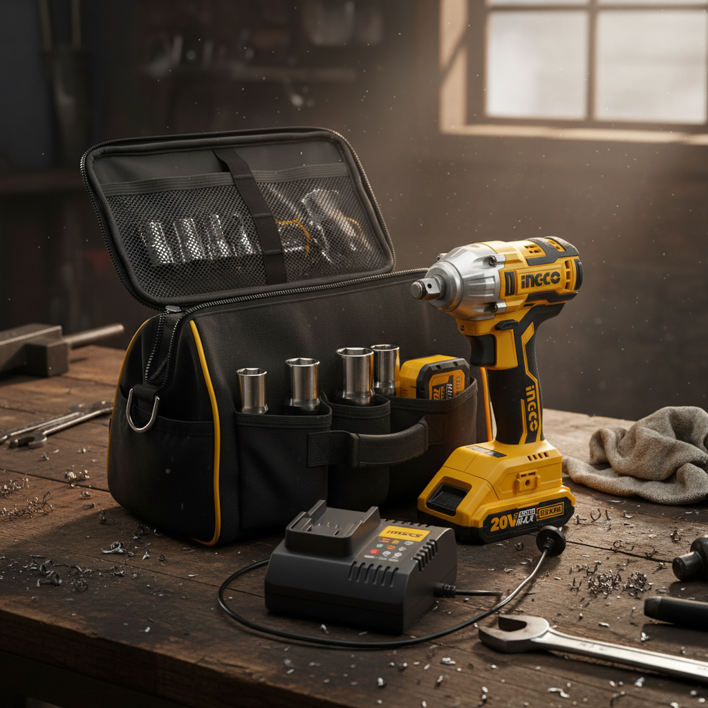 Avvitatore ad impulsi 20v con 2 batterie 1 caricabatterie e borsa in tela