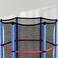 Tappeto Elastico per Bambini 3-6 Anni con Rete di Protezione, 6 Colonne e 3 Ingressi, Ø140x190 cm, Blu e Nero