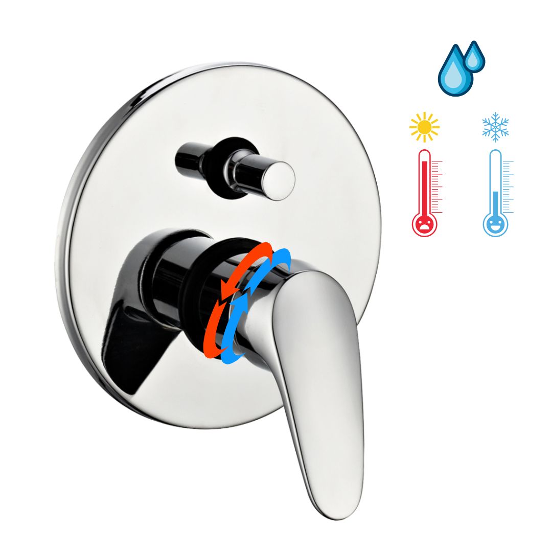 Kit doccia tondo completo di soffione doccetta e miscelatore con deviatore delfino