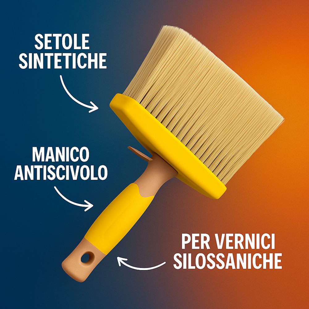 Plafone manico gomma quarzi vernici silossaniche setole in poliestere 50x150 mm