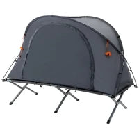 Set Tenda da Campeggio 3 in 1 con Letto Singolo, Tenda e 1 Materasso Gonfiabile, Borsa per il Trasporto Inclusa, Grigio