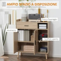 Credenza Moderna Multiuso con Armadietto e Cassetto in Legno 80x30x96.5cm