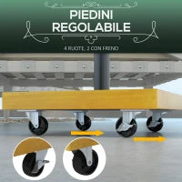 Base per Ombrellone da 25kg in Metallo e Cemento con Ruote ed Effetto Legno, 45x45x36.5cm, Giallo