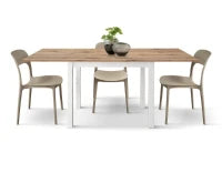 PAZZO DESIGN Tavolo allungabile, Rovere Rustico, Nobilitato, Made in Italy, Basamento Bianco, 90 x 90 x 76,5 cm