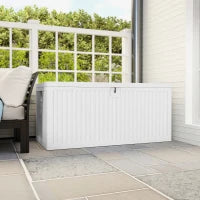 Baule da Esterno da 515L in PE Impermeabile e Scanalato, 140x68x68 cm, Bianco