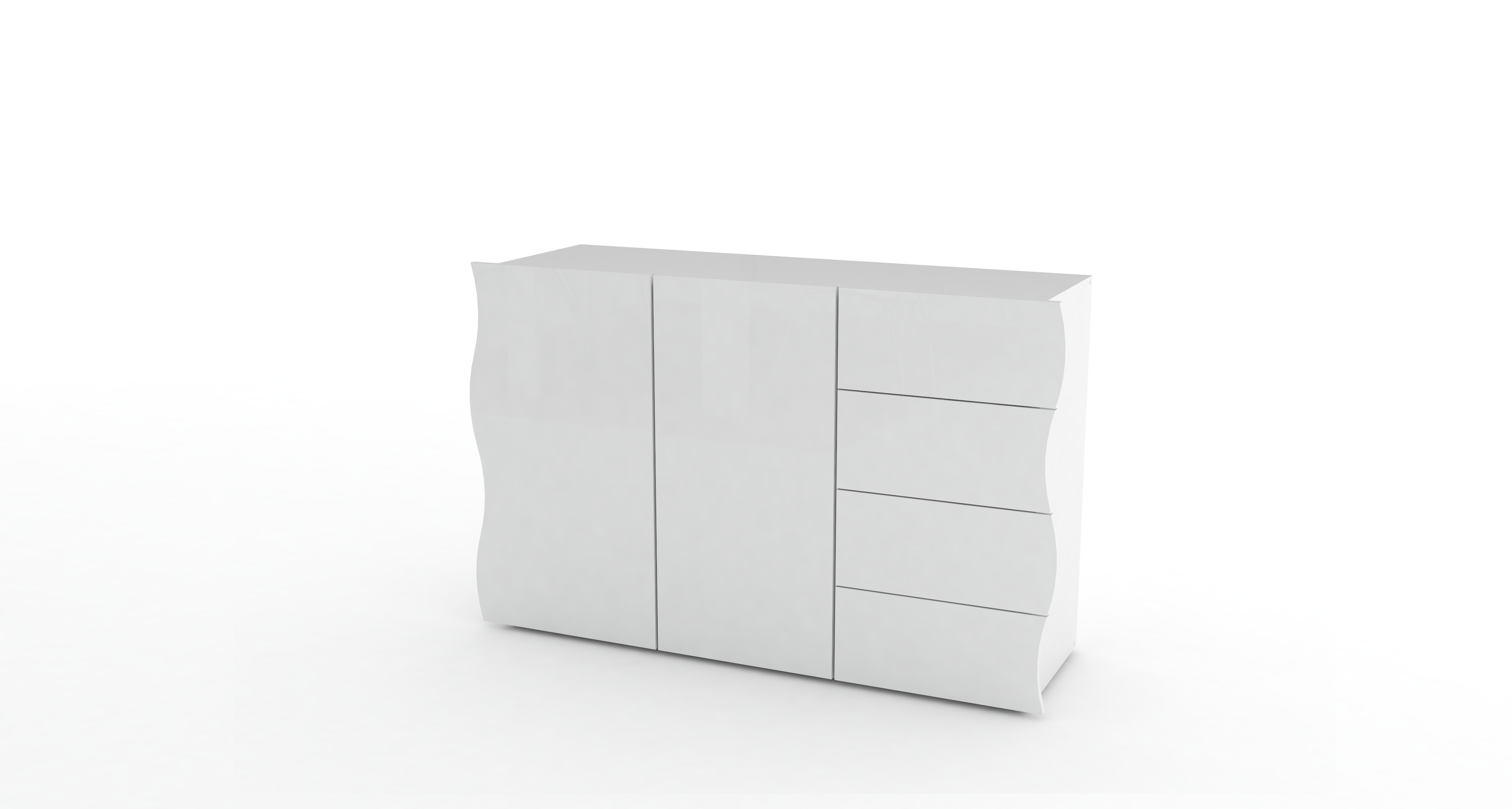 Mobile ONDA L 120 x H 81 x P 40 cm colore bianco lucido