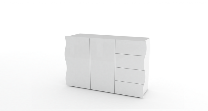 Mobile ONDA L 120 x H 81 x P 40 cm colore bianco lucido