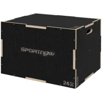Box Jump Pliometrico a 3 Altezze in Legno Antiscivolo, 76-61-51cm, Nero