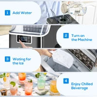 Macchina per Ghiaccio 20kg in 24 Ore, 24 Cubetti in 14-18 Minuti e Sistema Autopulente, Nero