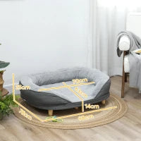 Cuccia Divano per Cani con Imbottitura, Lettino per Cani Taglia Grande e Media fino 25kg, 90x78x25cm, Grigio