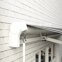 Tenda Parasole per Esterno Estensibile in Alluminio e Poliestere con Manovella, 395x245 cm, Blu e Bianca