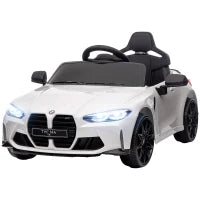 Macchina Elettrica per Bambini a Licenza BMW M4 con Telecomando, Clacson e Fari, 108x69.5x51 cm, Bianca