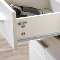 HOMCOM Mobiletto da Archiviazione per Ufficio su Ruote, 3 Cassetti con Serratura, 40 x 40 x 61,5 cm, Bianco