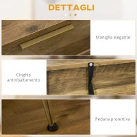 Tavolo Consolle in Truciolato e Acciaio per Ingresso e Soggiorno con Ripiano Aperto e 2 Cassetti, 120x29x79 cm