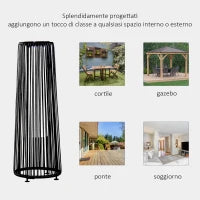 Lanterna Solare da Giardino LED con Pannello di Ricarica in Rattan e Metallo , Ø21.5x61cm, Nero