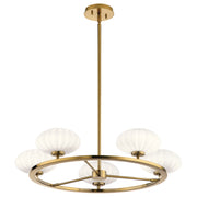 Lampadario Pim oro 5 luci G9 vetro opale Quintiesse