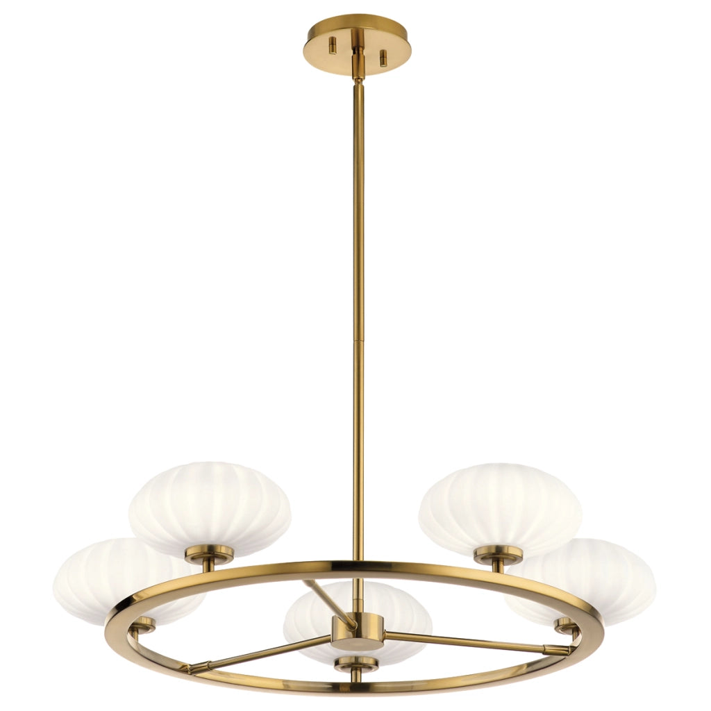 Lampadario Pim oro 5 luci G9 vetro opale Quintiesse