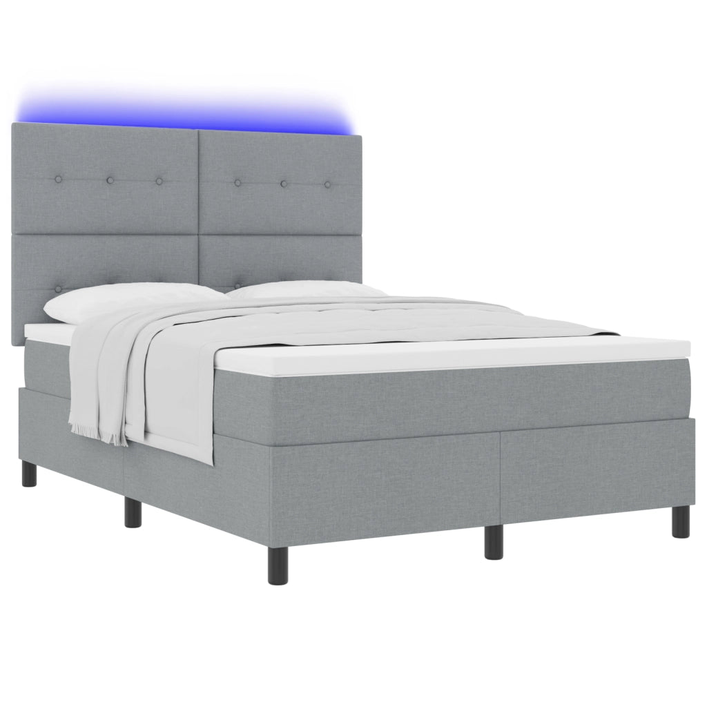 Letto a Molle con Materasso e LED Grigio Chiaro 140x190 cm Tessuto