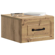 Set di 2 Comodini | Armadio da Notte | Mobiletto da notte a muro con cassetto Rovere Artigianale