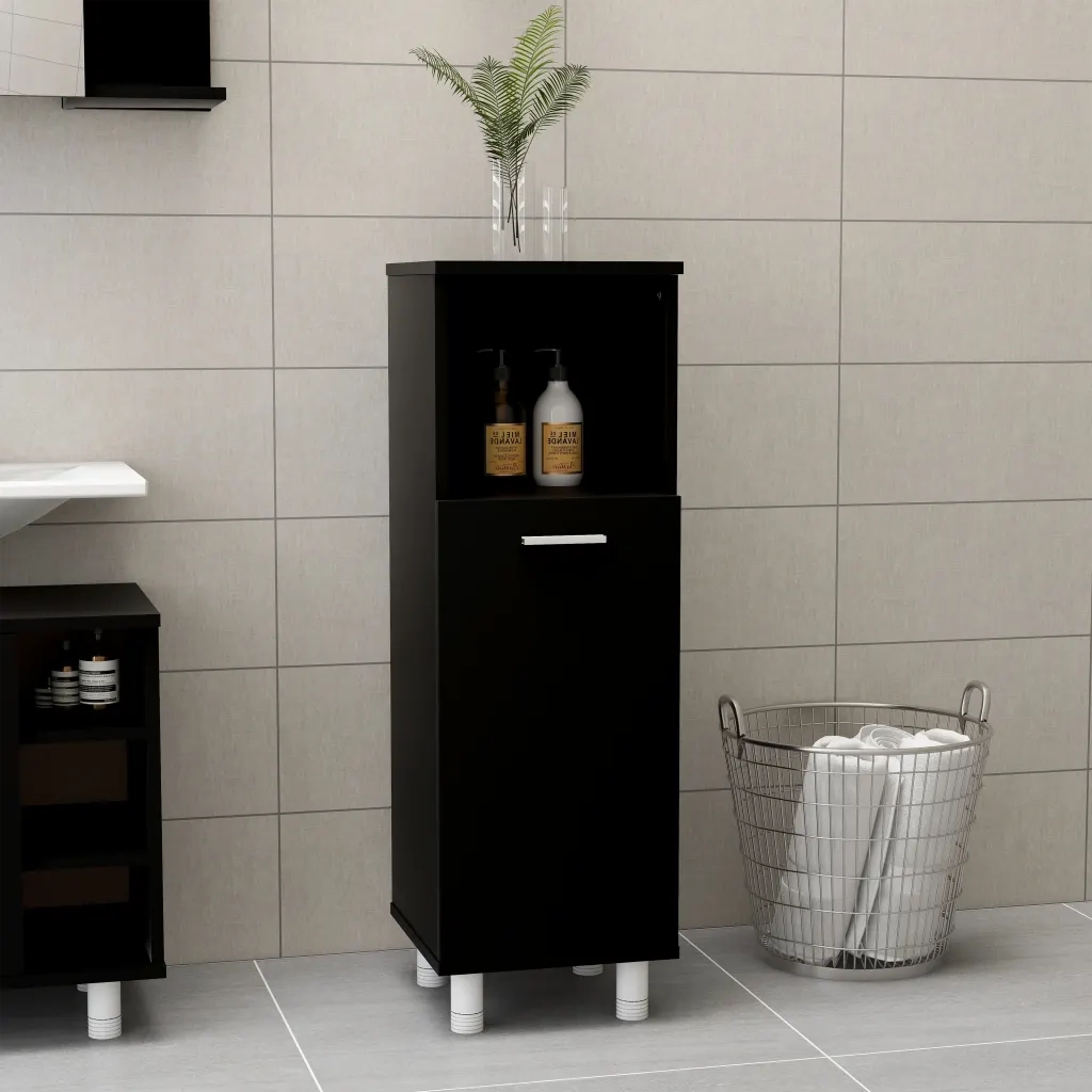 Mobile da Bagno | Armadio da bagno Nero 30x30x95 cm in Legno Multistrato
