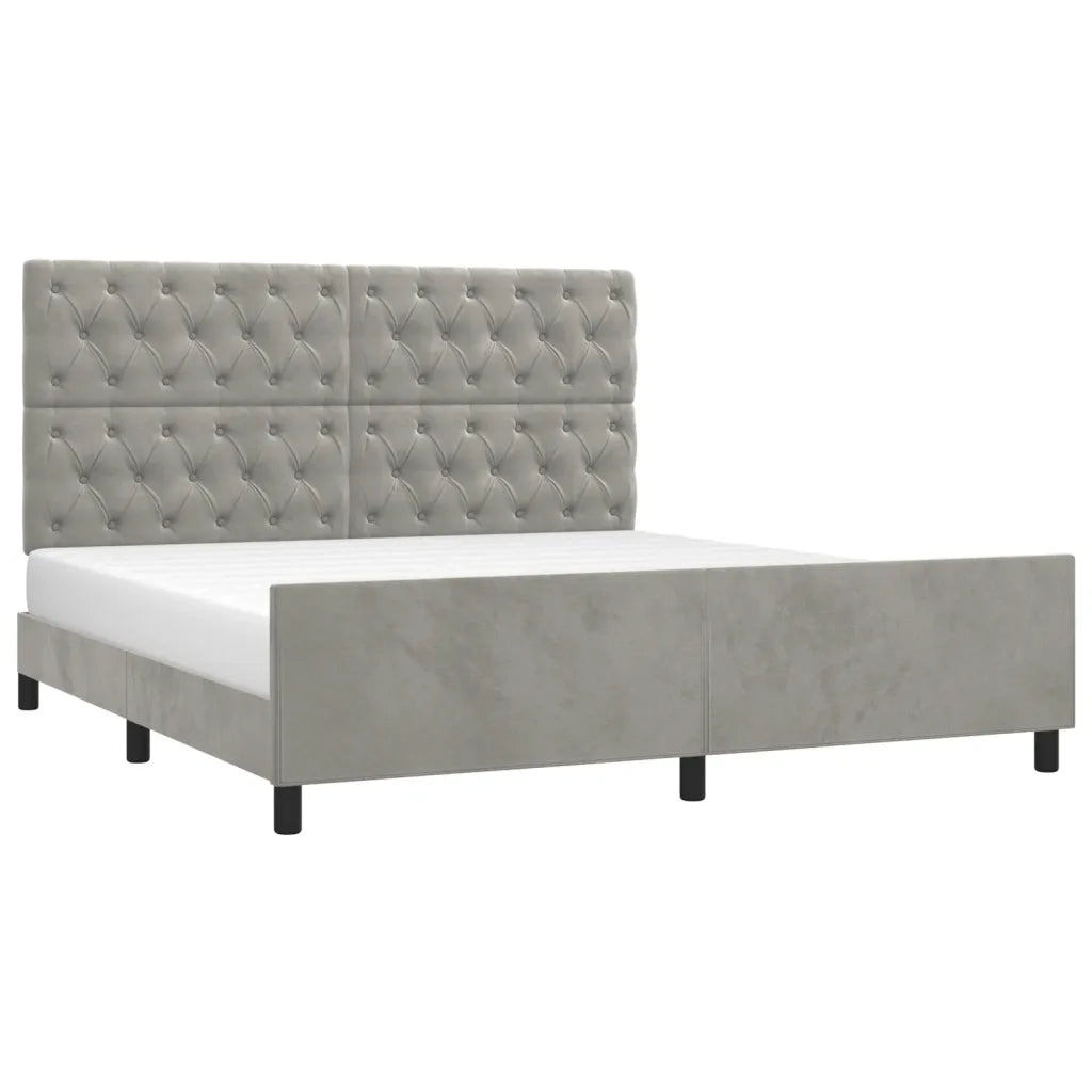 Giroletto con Testiera Grigio Chiaro 160x200 cm in Velluto cod mxl 62006